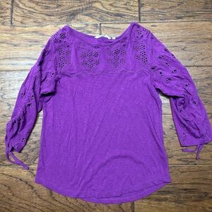 Soft Surroundings women’s Purple Eyelet Blouse